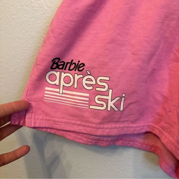 PacSun Barbie Pink Athletic Shorts Relaxed Fit Elastic Waistband - Picture 2 of 4